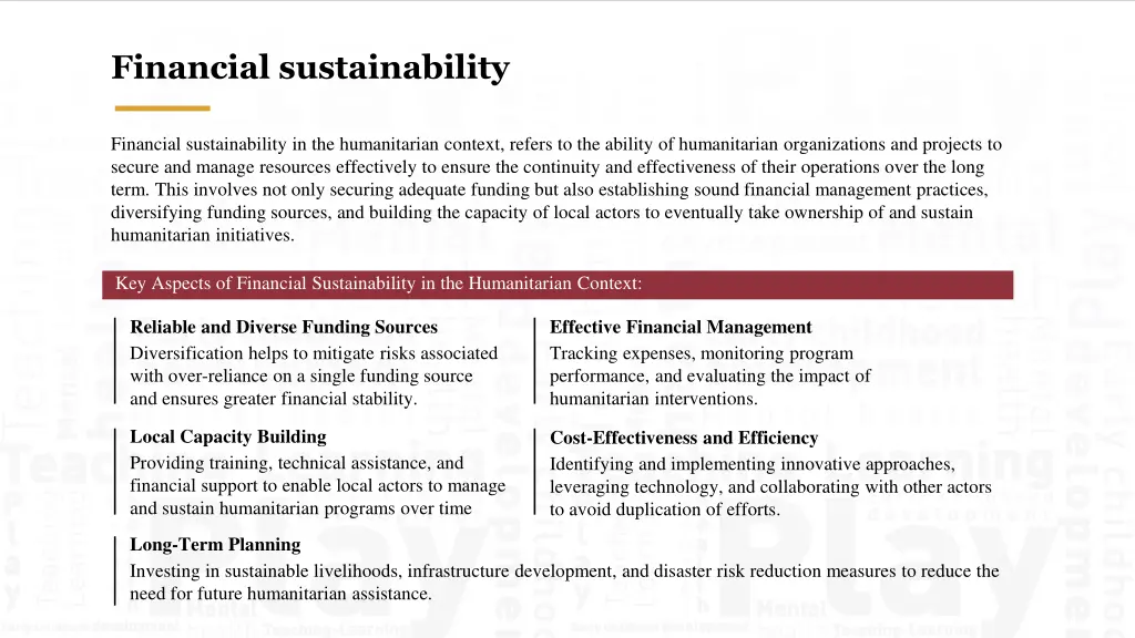 financial sustainability