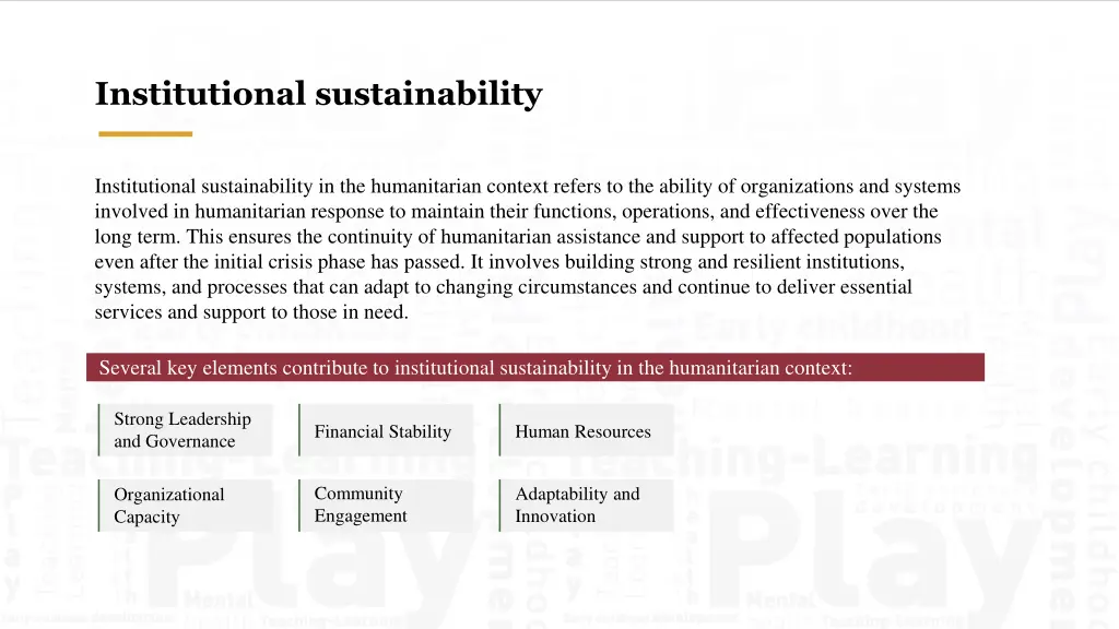 institutional sustainability