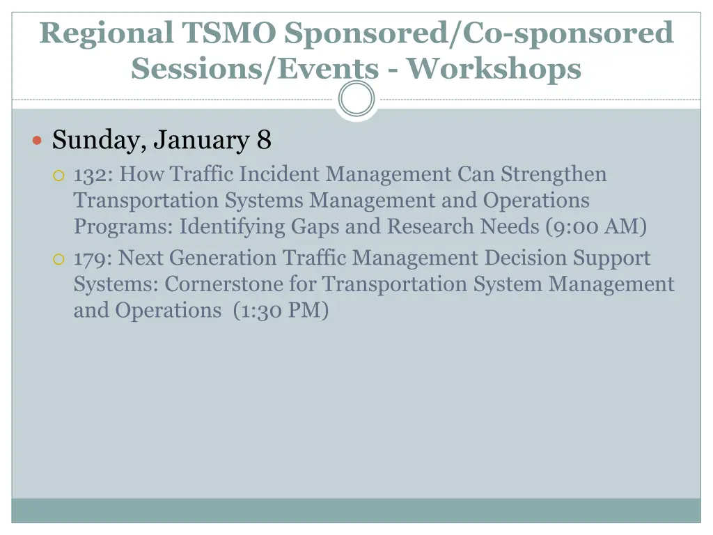 regional tsmo sponsored co sponsored sessions