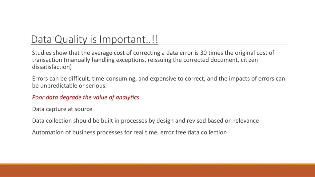 data quality is important