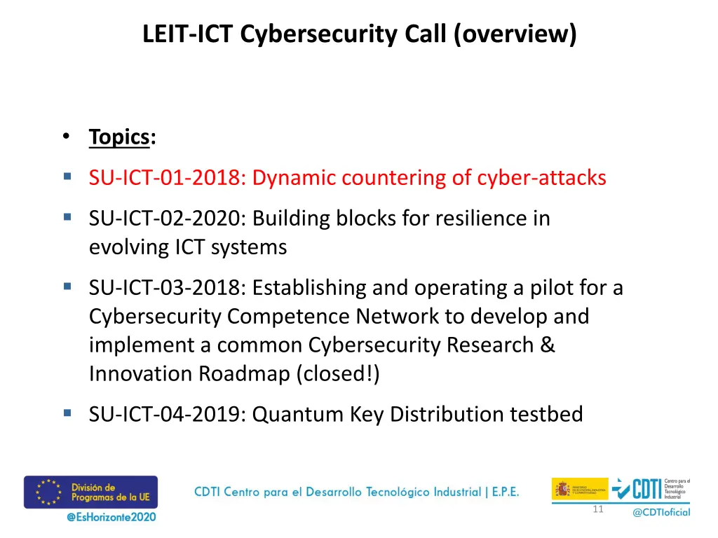 leit ict cybersecurity call overview