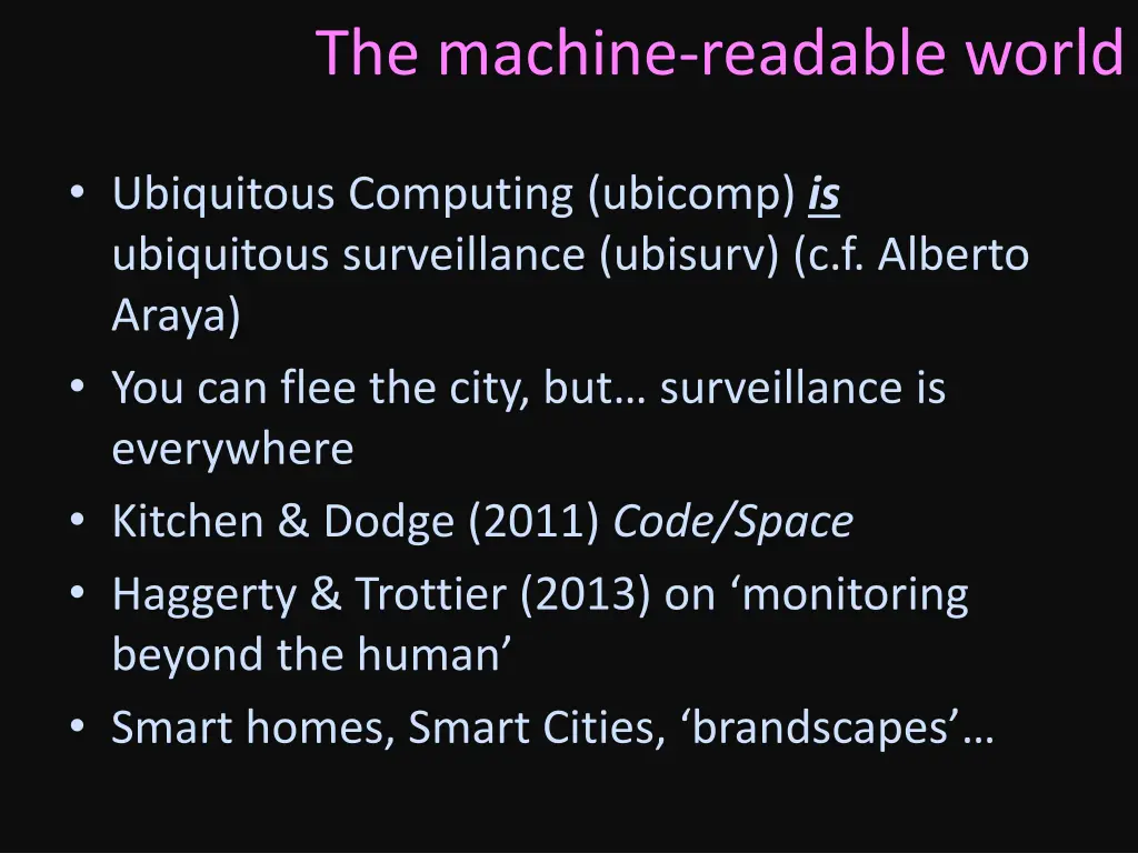 the machine readable world