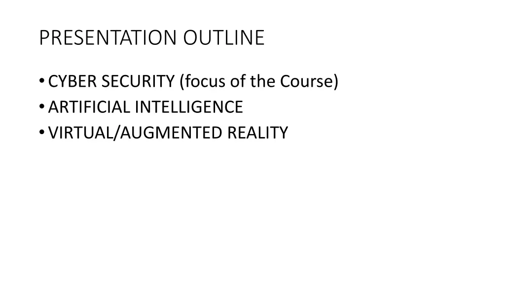 presentation outline