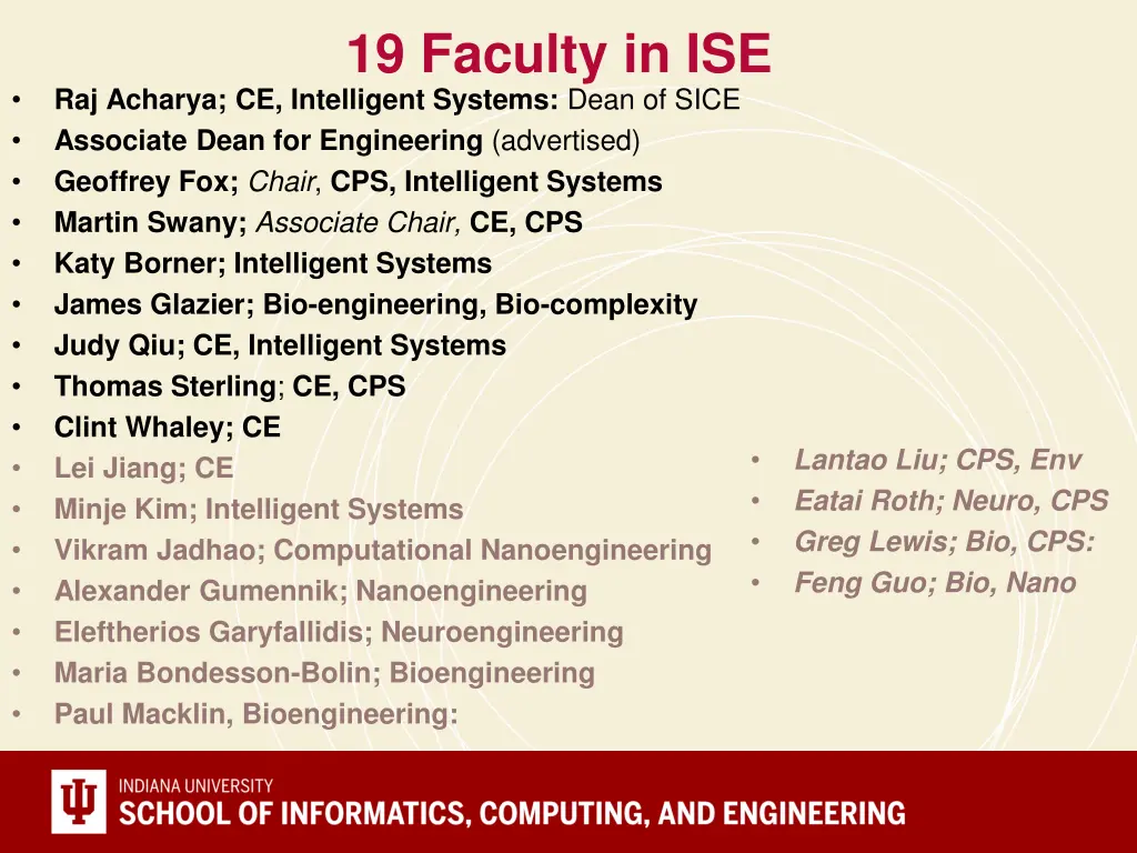 19 faculty in ise