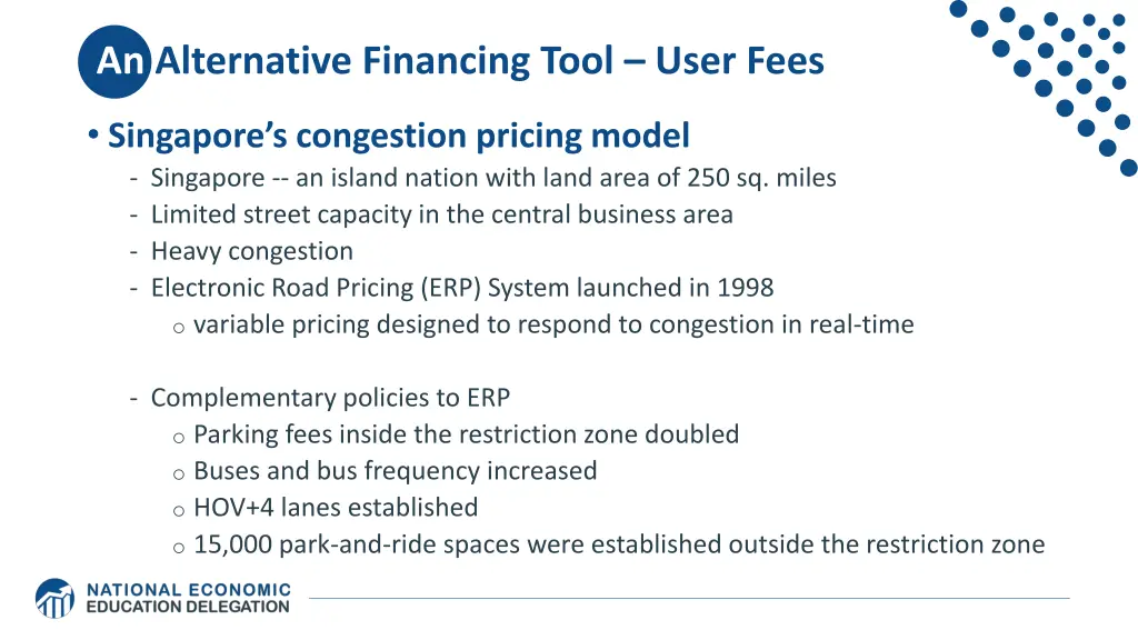 an alternative financing tool user fees 1