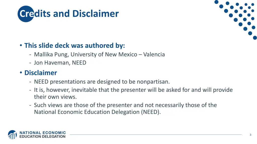 credits and disclaimer
