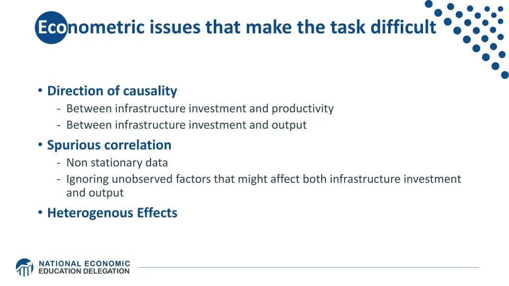 econometric issues that make the task difficult