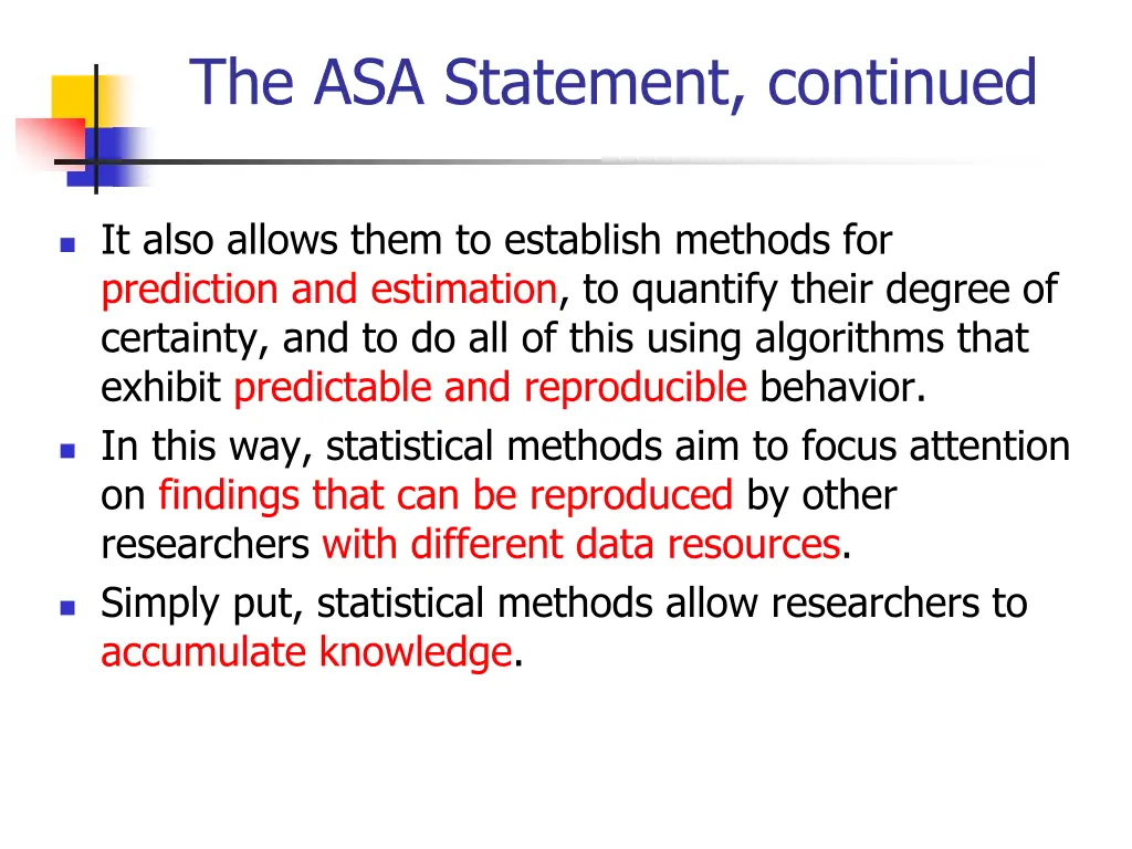 the asa statement continued