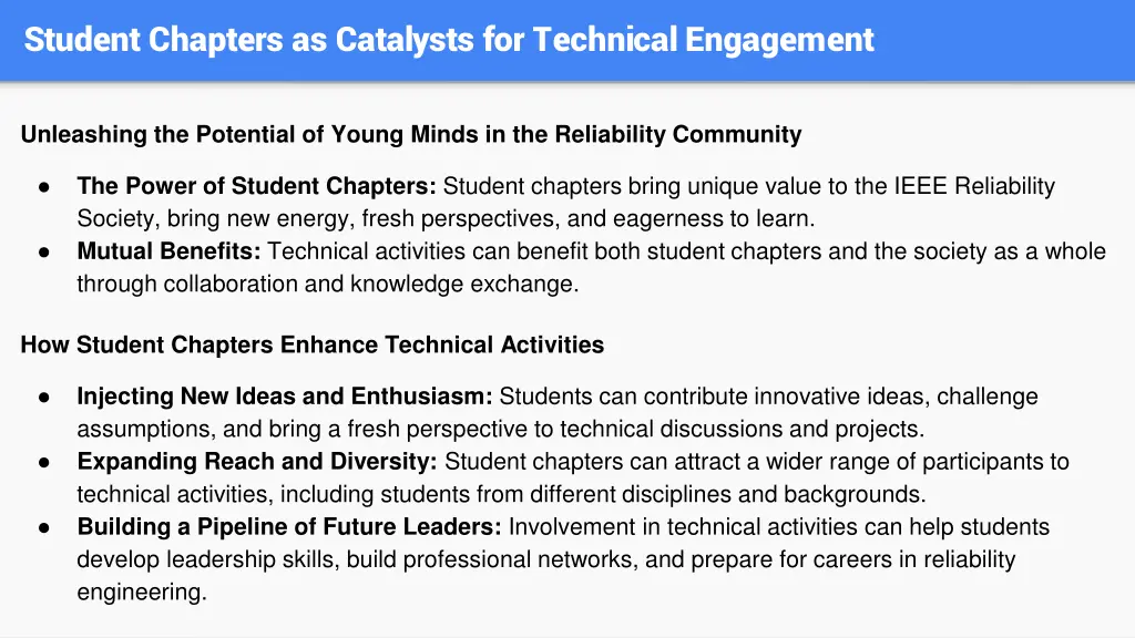 student chapters as catalysts for technical