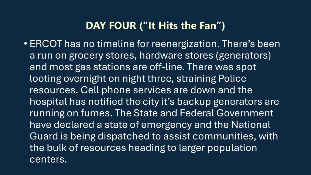 day four it hits the fan