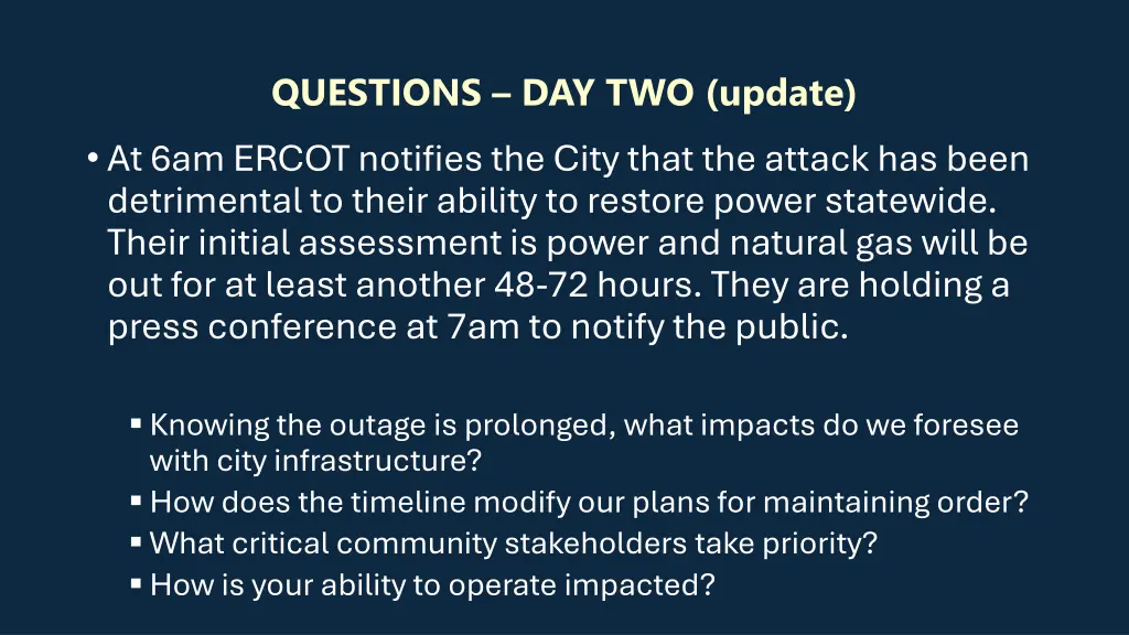 questions day two update