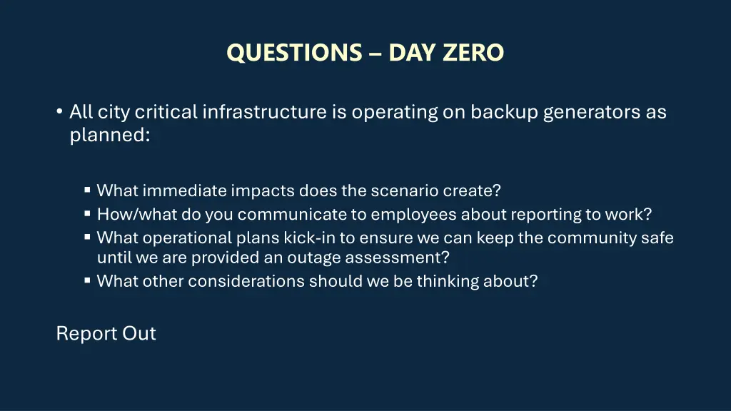 questions day zero