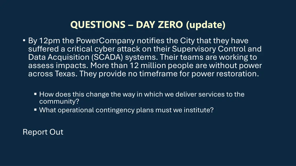 questions day zero update