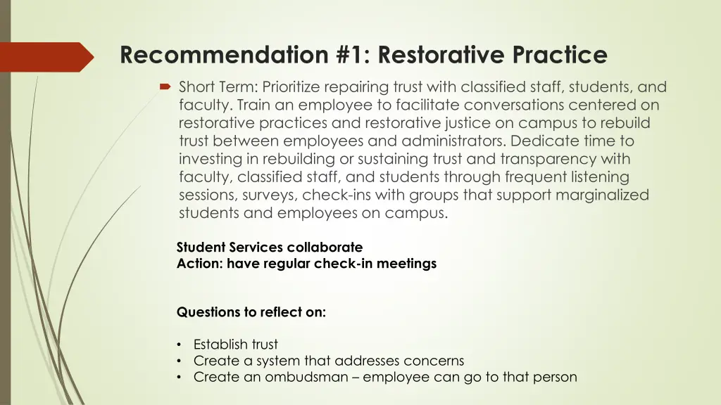 recommendation 1 restorative practice
