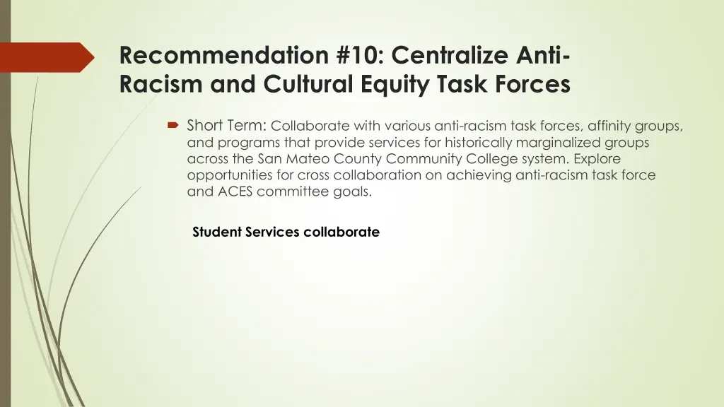 recommendation 10 centralize anti racism