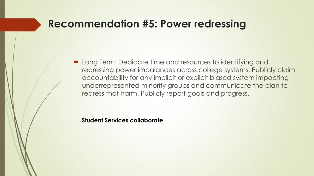 recommendation 5 power redressing