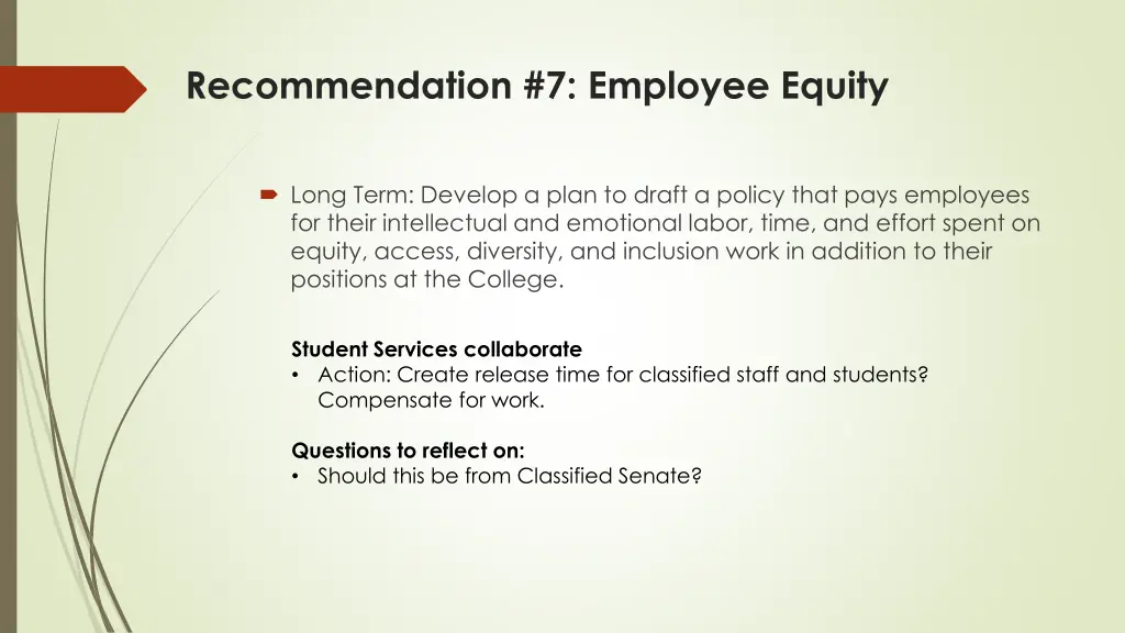 recommendation 7 employee equity