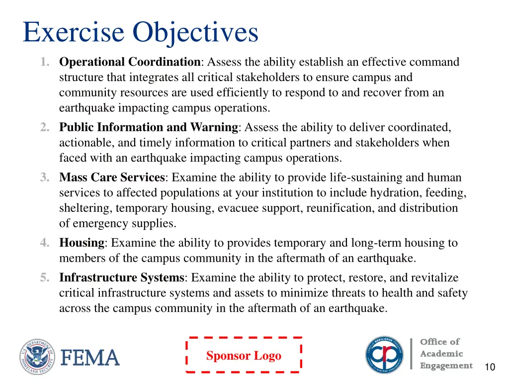 exercise objectives