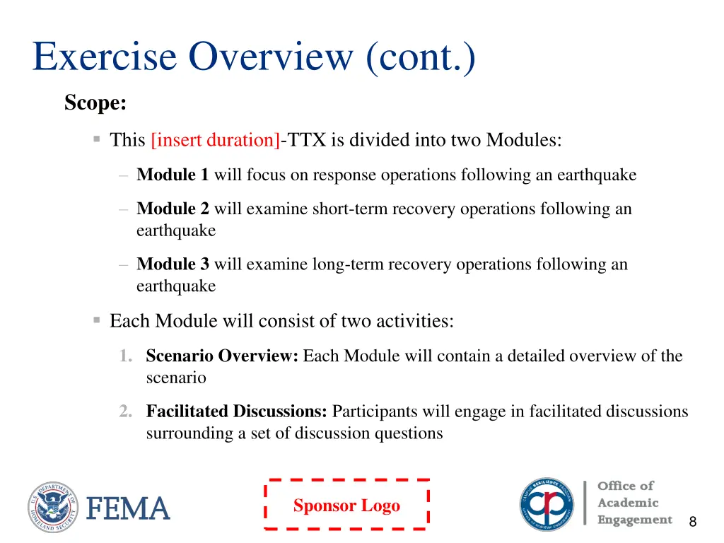 exercise overview cont