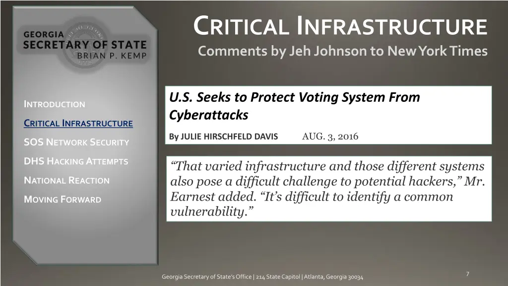 c ritical i nfrastructure comments by jeh johnson 1