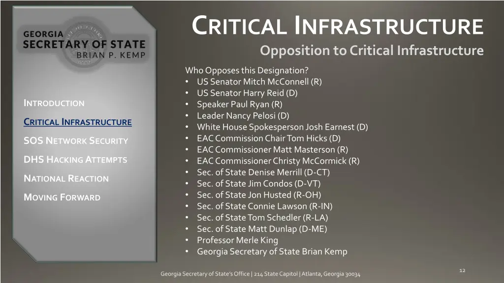 c ritical i nfrastructure opposition to critical 2