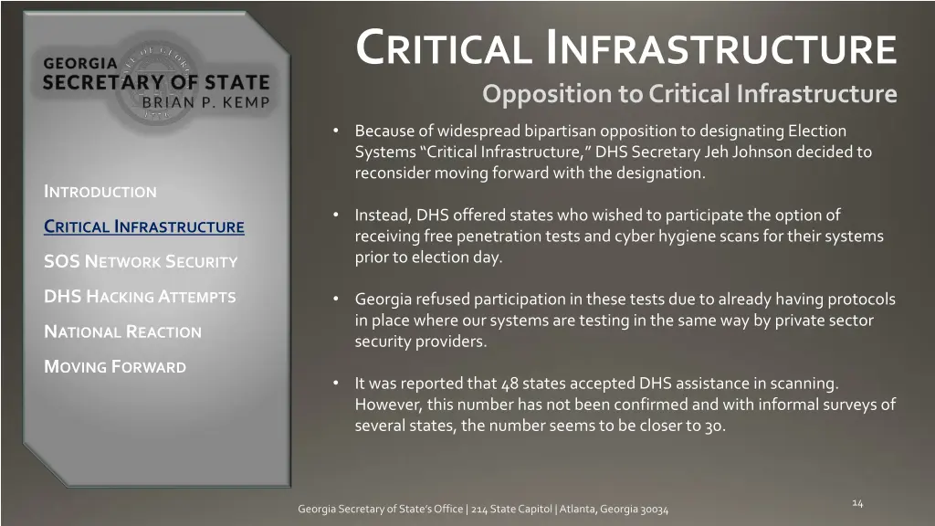 c ritical i nfrastructure opposition to critical 4