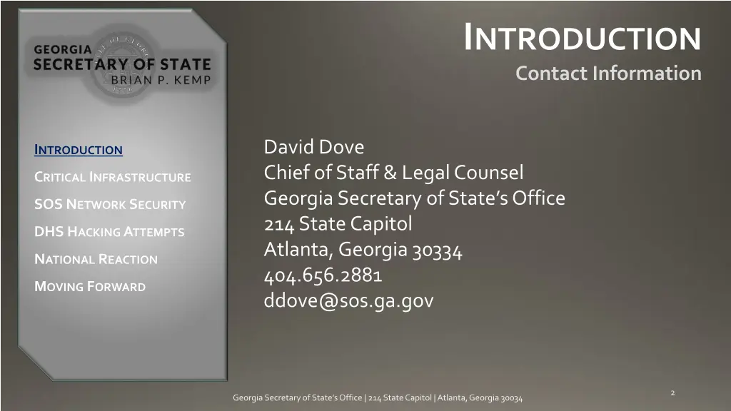 i ntroduction contact information
