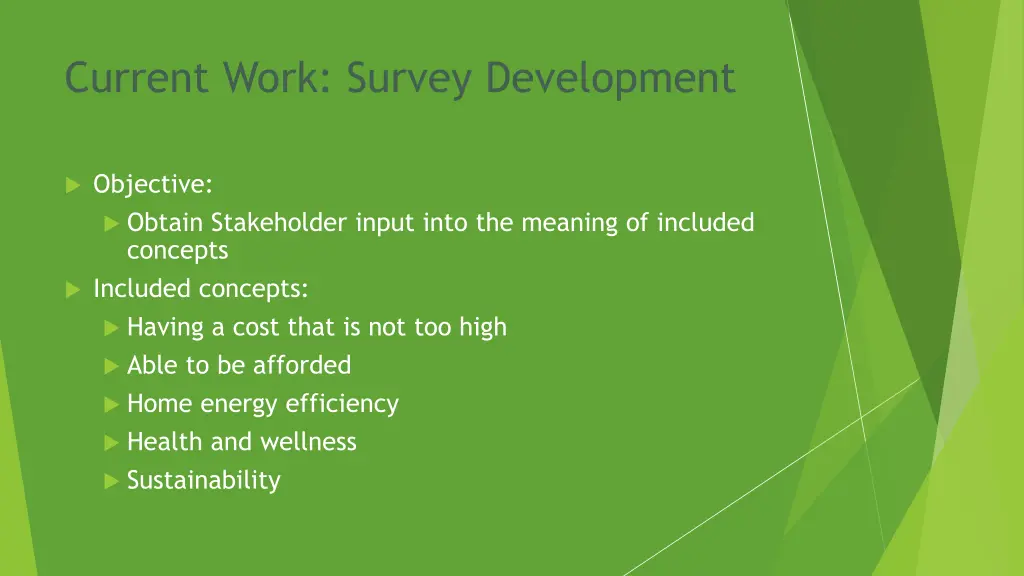 current work survey development