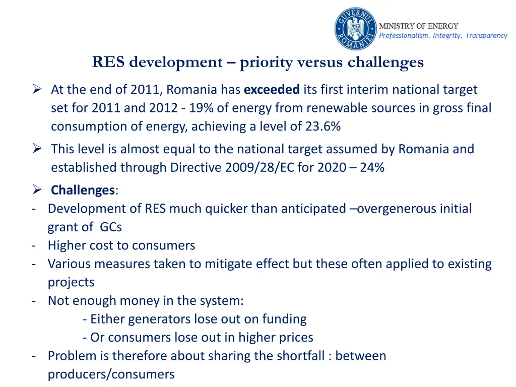 res development priority versus challenges