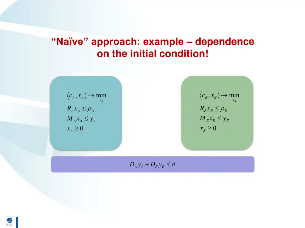 na ve approach example dependence on the initial