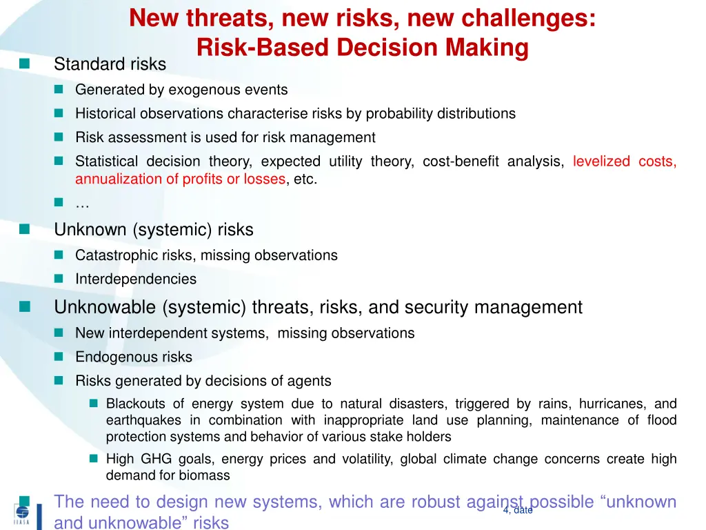 new threats new risks new challenges risk based