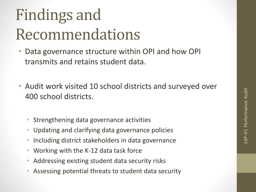 findings and recommendations data governance