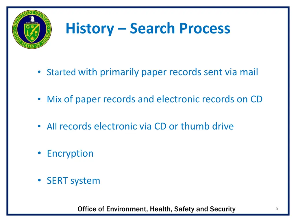 history search process