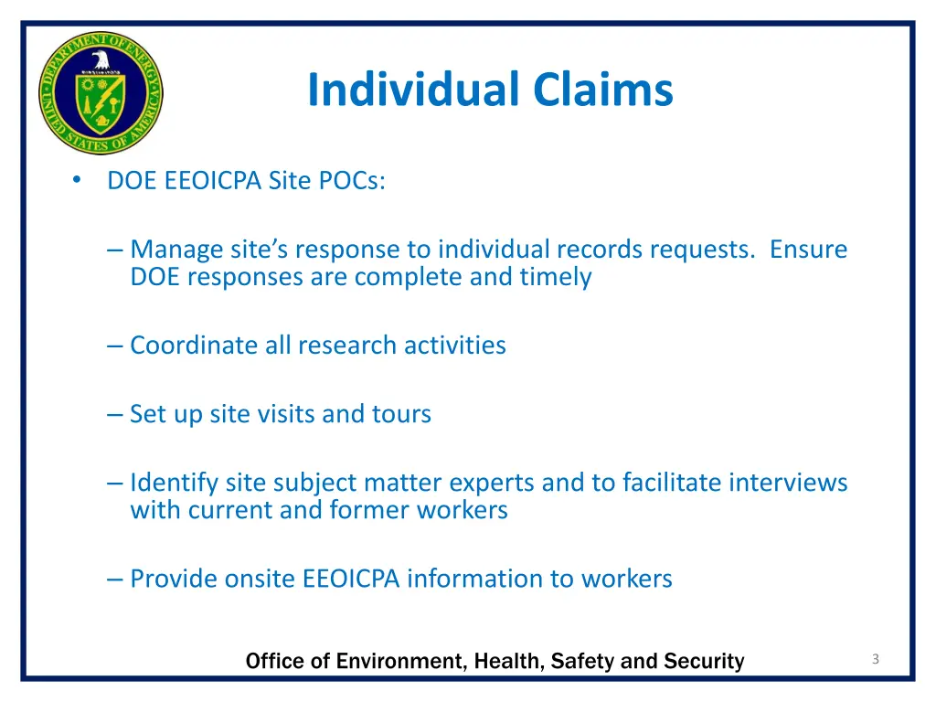 individual claims