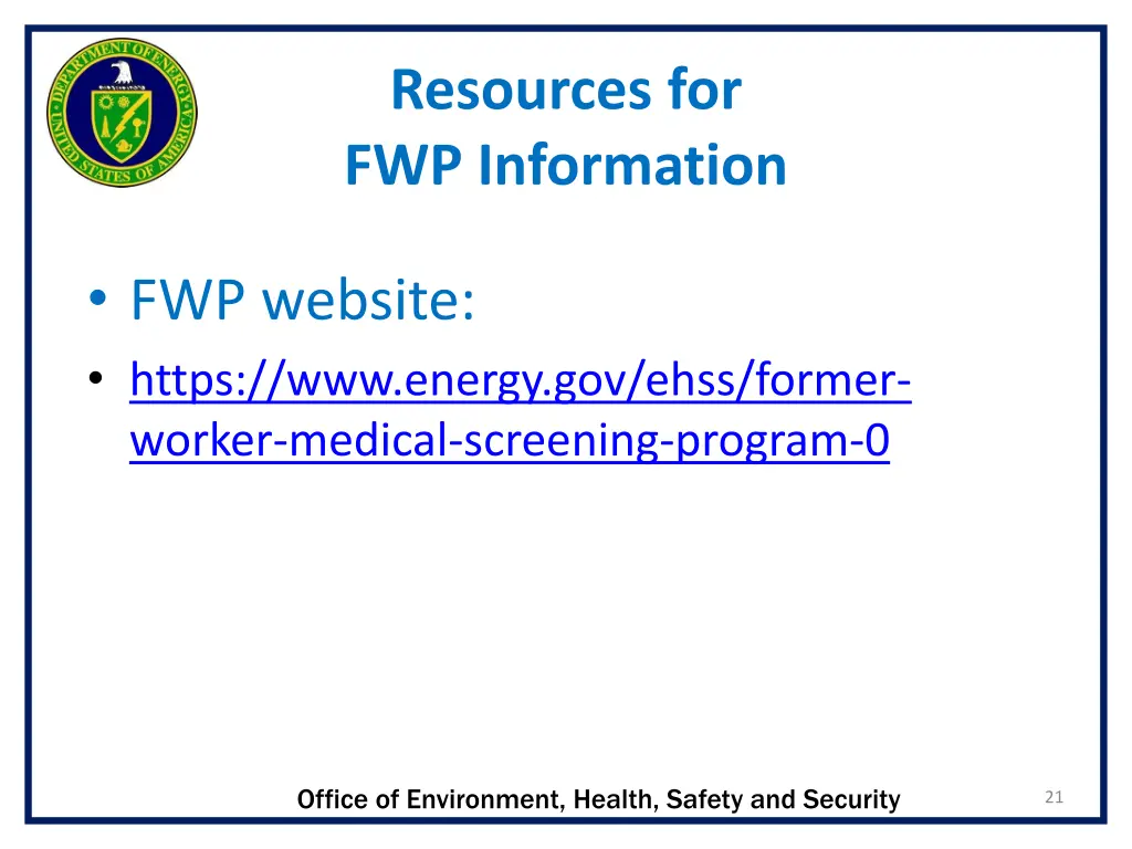 resources for fwp information