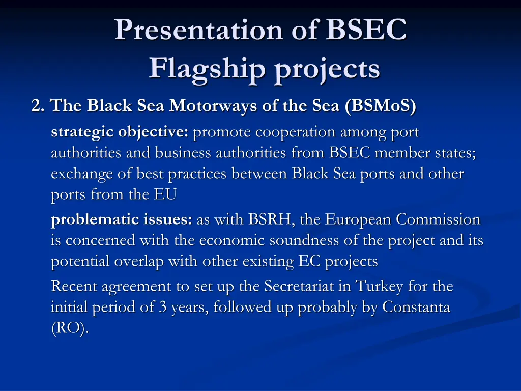 presentation of bsec flagship projects 1