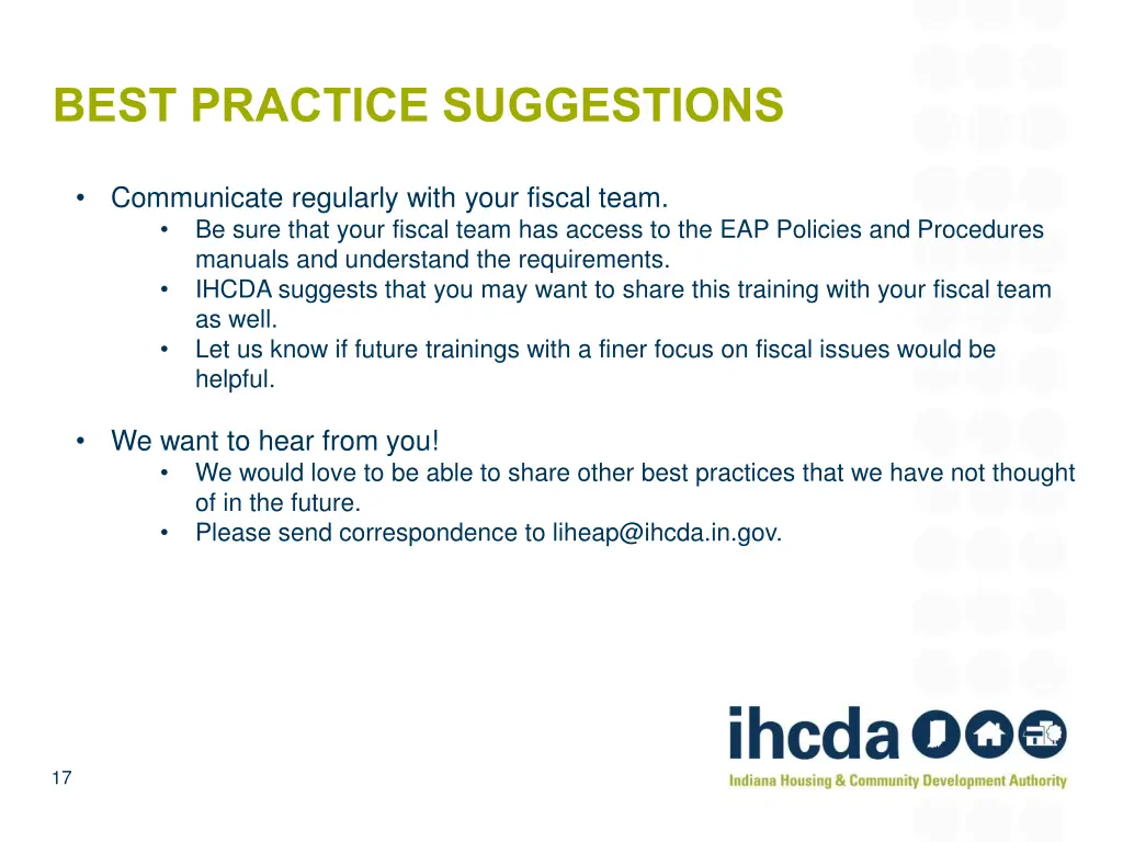 best practice suggestions 2