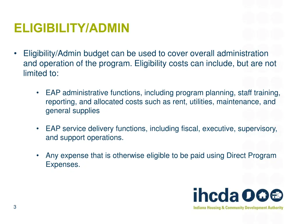 eligibility admin