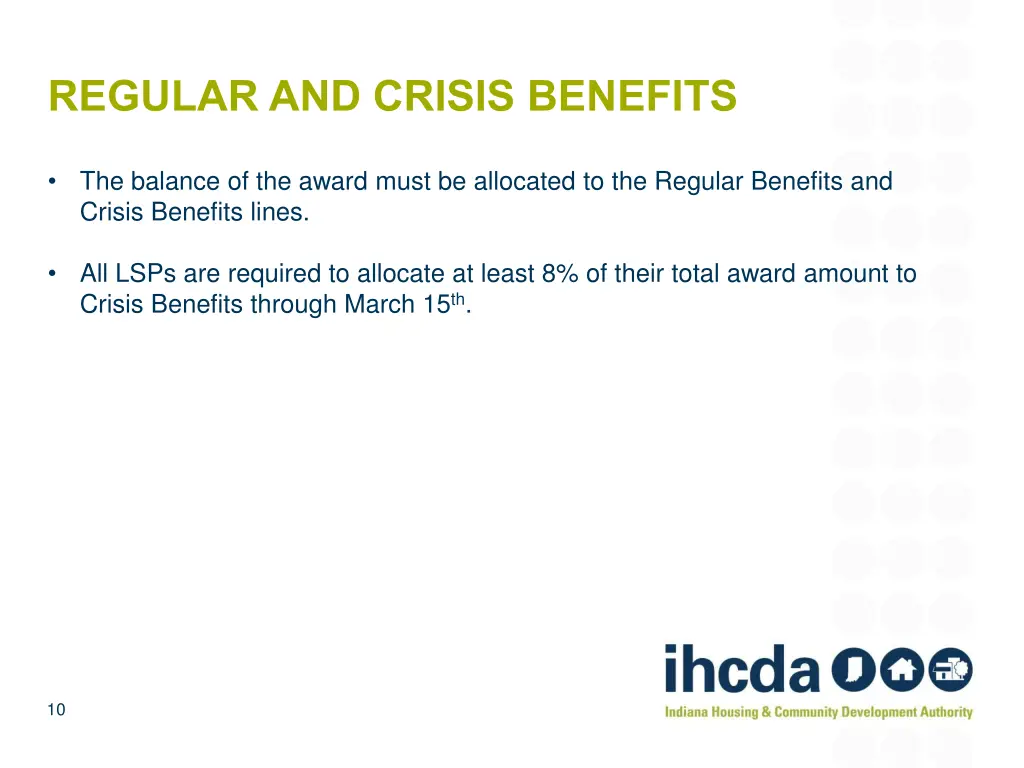 regular and crisis benefits