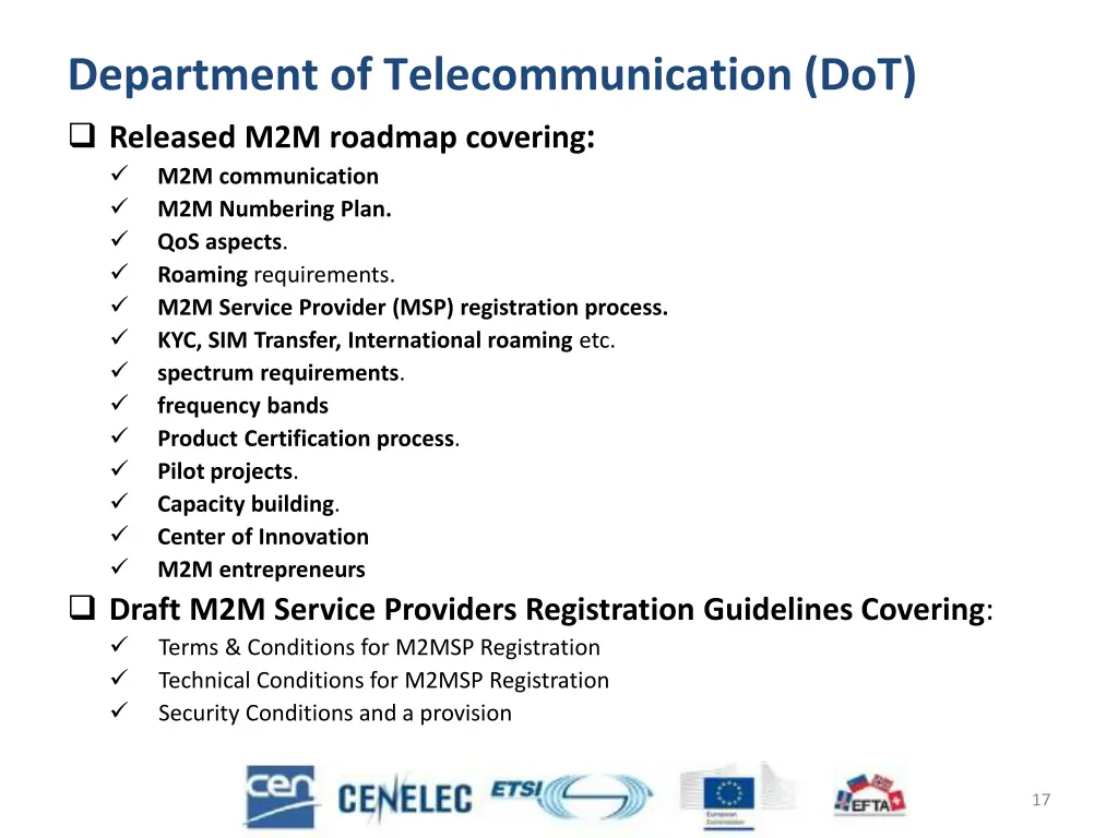 department of telecommunication dot released