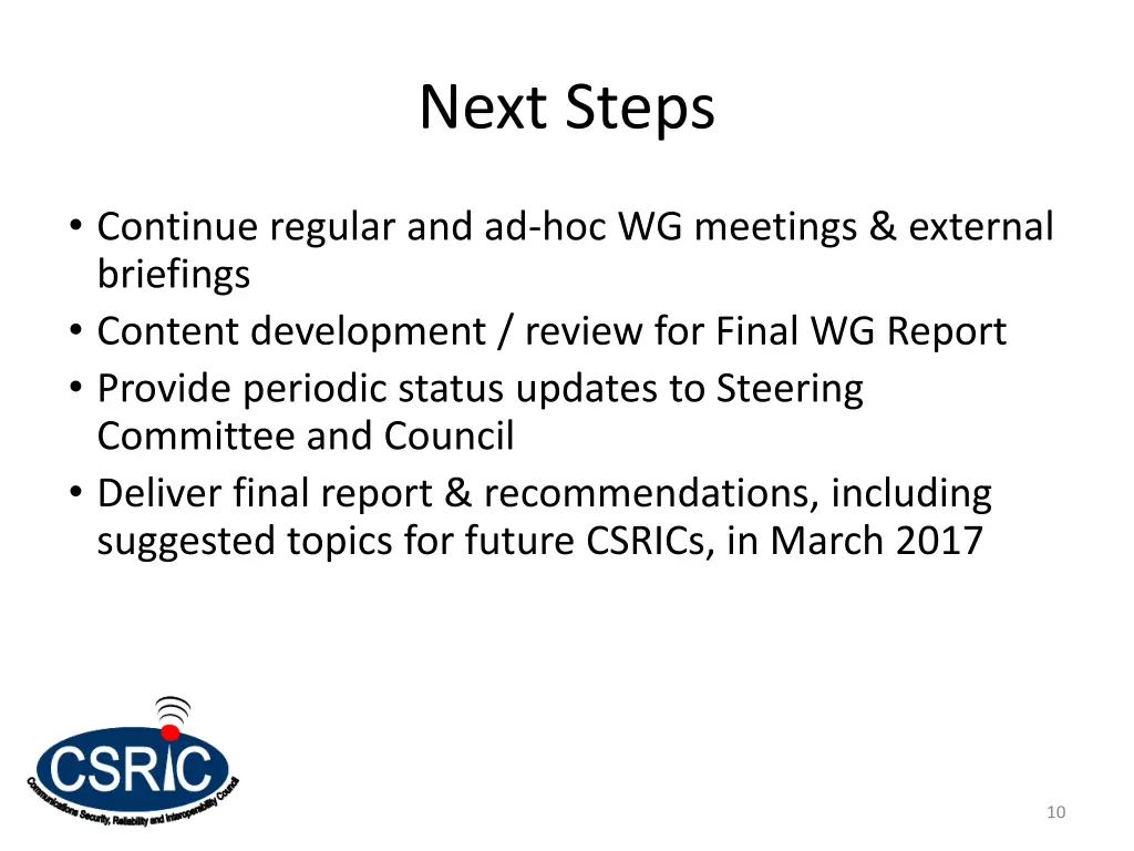 next steps