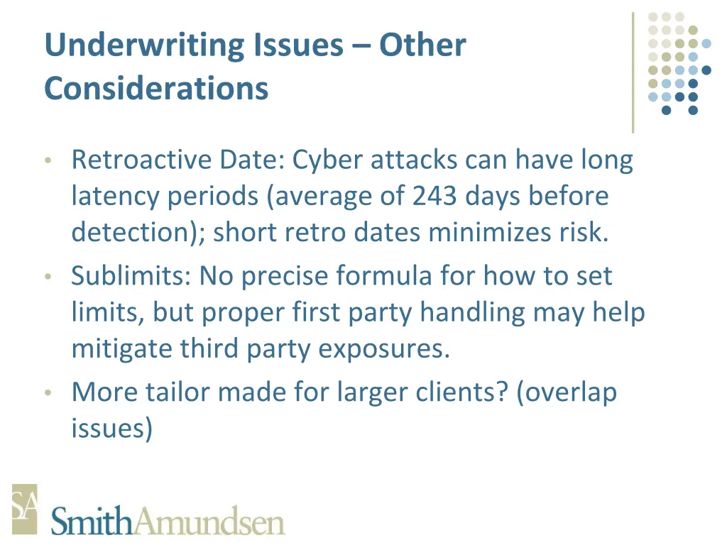underwriting issues other considerations
