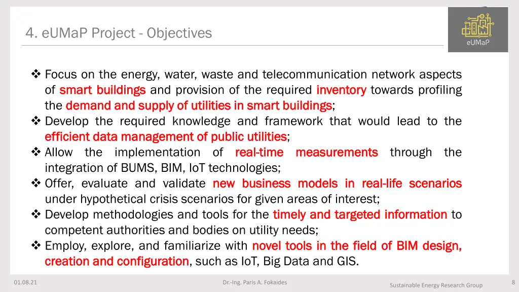 4 eumap project objectives