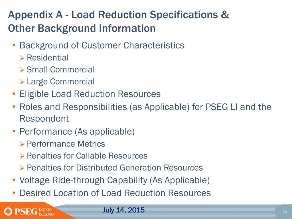 appendix a load reduction specifications other