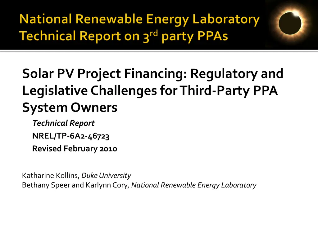solar pv project financing regulatory