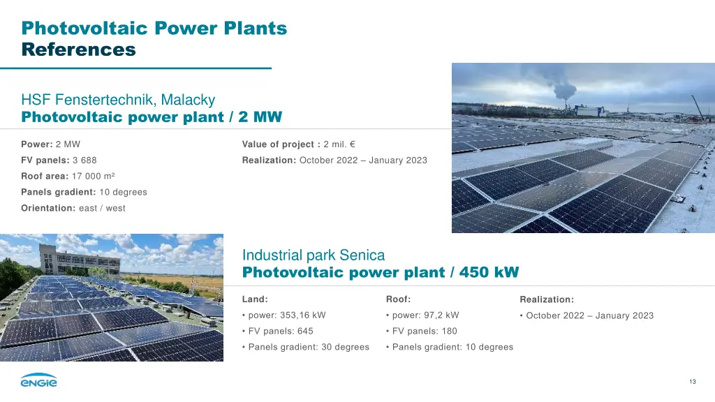 photovoltaic power plants references