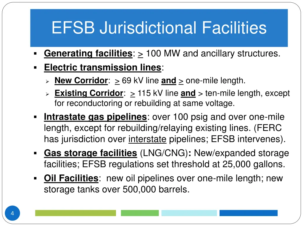 efsb jurisdictional facilities