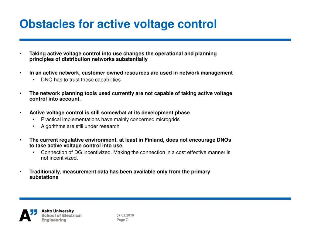 obstacles for active voltage control