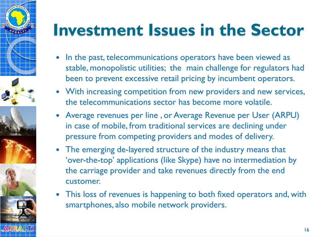 investment issues in the sector
