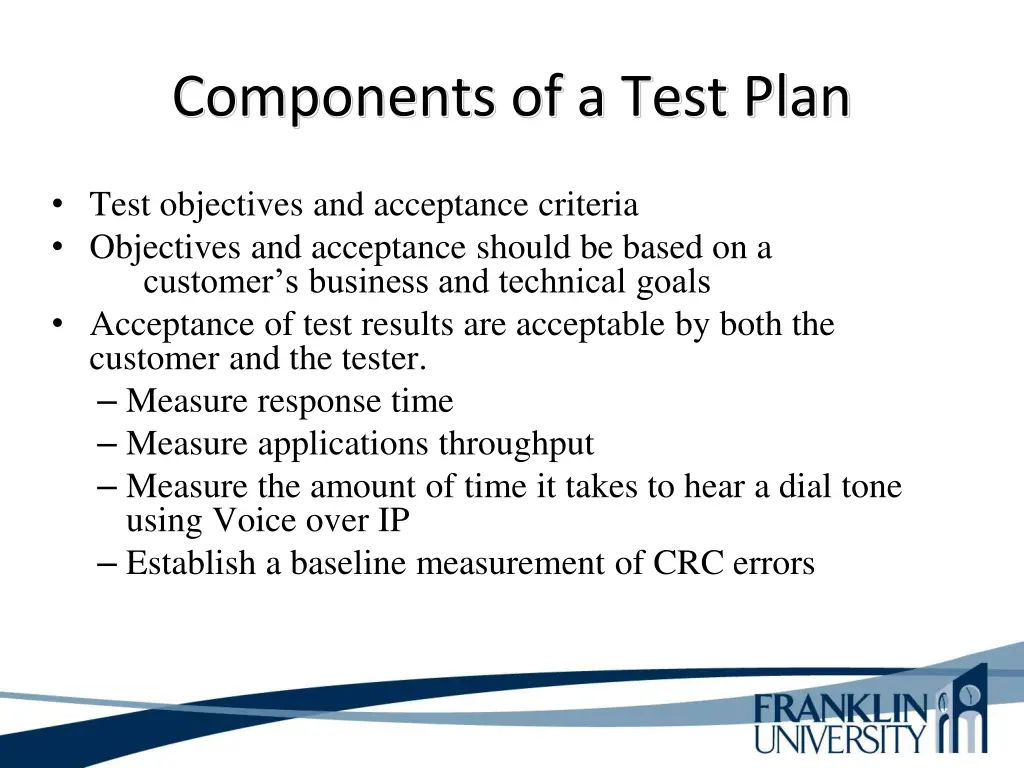 components of a test plan
